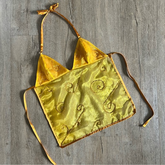 Handmade Y2K Fairycore Goddess Embellished Halter Babydoll Vest Top - Gold - XS - Picture 5 of 9